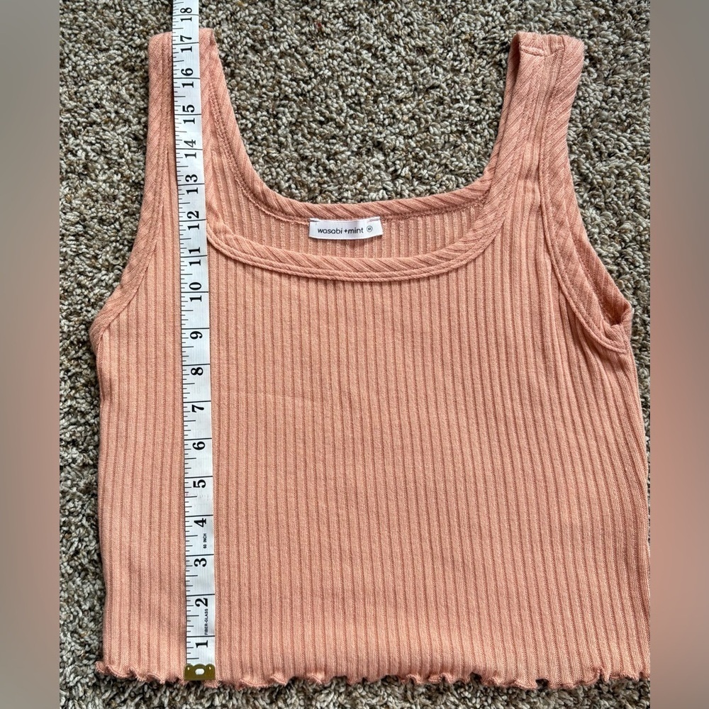NWT Ribbed Blush Peach Cardigan & Cropped Tank Top Matching Two Piece Set Size M - Picture 8 of 11